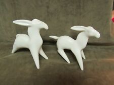 Vintage Mid Century Modern Design White Porcelain Donkey Burro Mule Figurines picture