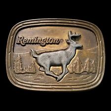 Vintage 1979 Remington Running Whitetail Deer Belt Buckle Sid Bell Firearms  picture