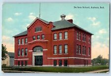 Auburn Indiana IN Postcard De Soto School Building Exterior 1910 Vintage Antique picture