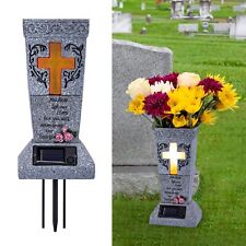 Solar Cemetery Grave Vase with LED for Fresh/Artificial Flowers Headstones Vases picture