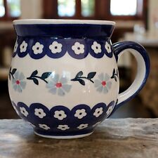 Vintage Boleslawiec Floral 13oz Coffee Bubble Mug Hand Made in Poland picture