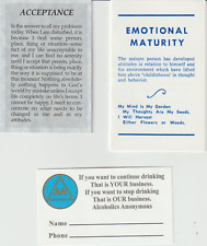 3 different Alcoholics Anonymous business cards, Emotional Maturity, Acceptance picture