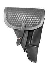 German WW2 P38 Softshell Black Leather Holster with Matt Finished Embosed Flaps picture