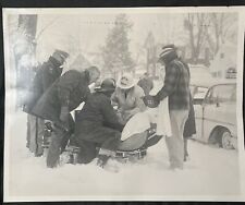 1950s PARAMEDICS Ambulance FIREFIGHTER RESCUE In SNOW Original 8 X 10 Photograph picture