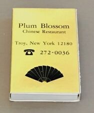 Troy New York Plum Blossom Restaurant Match Box Vintage Un~Used RARE picture