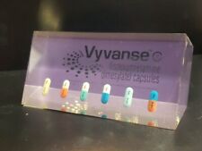 Rare Vyvanse CII Drug Rep Pharmaceutical Lucite Paperweight Encased Capsules picture