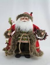 18IN TRADITIONAL RED COAT W/ FAUX FUR TRIM SWEATER W WREATH STANDING SANTA DECOR picture