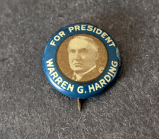 Original 1920 Warren G Harding For President Pinback Button 5/8