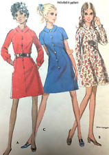 Vintage 1960s A-LINE Dress Pattern Short Collar 3 Styles McCalls 2015 Sz14 B36 picture