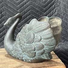 Beautiful Large Vintage Bronze Figural Swan Planter Sculpture Vase Art picture