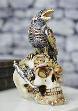 Ebros Colorful Steampunk Cyborg Raven On Submariner Clockwork Gears Skull Statue picture