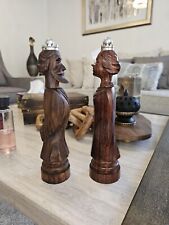 2 Peugeot Freres  Wood  Carved  Pepper Mills grinder France Man Woman King Queen picture