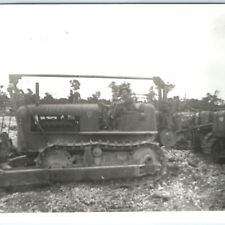 c1940s Cool Man in Bulldozer Tractor Crawler Real Photo Occupational Army? 2D picture