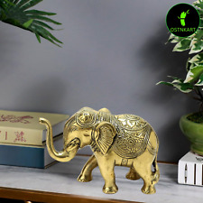 Feng Shui Elegant Brass Elephant Statue Lucky Figurine Gift Home & Office Decor picture