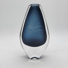Swedish Orrefors NU 3-953 Vase in Grey/Blue Sommerso Glass Signed picture