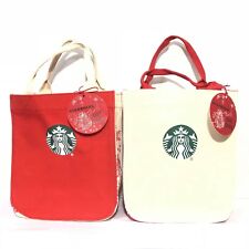 Set 2Pcs Starbucks Totes Bag Cotton White Red Snow Flake Merch picture