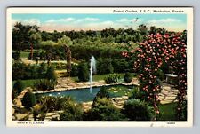 Manhattan KS-Kansas, Aerial Formal Garden, Antique, Vintage c1940 Postcard picture