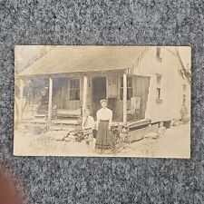 Mother & Son Farm House RPPC Real Photo Post Card picture