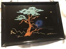 VTG Couroc Monterey Tray Bonsai Tree Brass Stone Wood Resin By Morse Estate Item picture