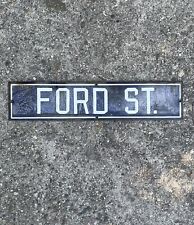 Antique 1900s FORD STREET Detriot Automotive Street Sign Cobalt Blue Porcelain  picture