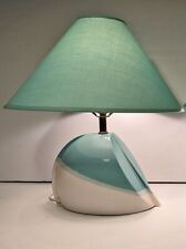 VTG 80s Post Modern  Ceramic Table Lamp turquoise (teal) with shade picture