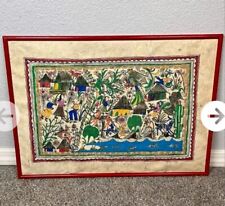  Mexican Tradition Folk Art Amate Bark Hanging Painting Signed Framed picture