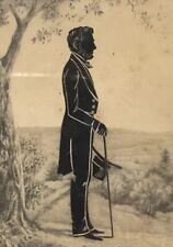 ANTIQUE PRESIDENT ABRAHAM  LINCOLN SILLOUETTE VICTORIAN PORTRAIT WALL PICTURE• picture
