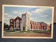 First Baptist Church Temple Texas USA Linen White Border Posted Postcard picture