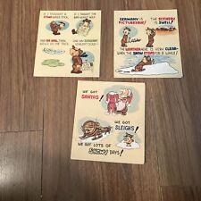 Original Korean War Christmas Card Lot Of Three Cartoon Cards See The Photos picture
