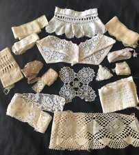 Job Lot 15 Antique French Pieces Lengths Lace Fripperies Trims c1900s picture