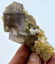 176 Gram Extraordinary Cubic Fluorite With Calcite From Pakistan picture