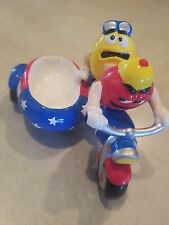 M&M's Galerie Ceramic Motorcycle w/ Side Car 2002 Candy Dish Red & Yellow  Stars picture