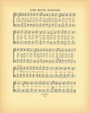 WHEATON COLLEGE (IL) Antique Alma Mater Song Sheet c 1906 -- Original picture
