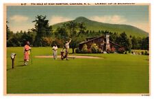 Cashiers North Carolina 7th Hole @ High Hampton Chimney Top View Linen Postcard picture