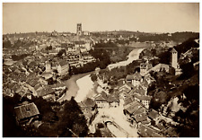 Switzerland, Freiburg, panoramic city view Vintage print, albumin print print  picture
