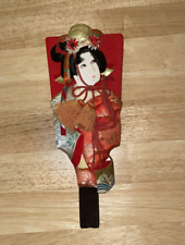 Vintage Japanese Hagoita Geisha Decorative Wooden Paddle picture