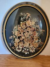 Antique Dried/Pressed Flowers Designed In Glass Oval Glass Frame18x15 Wall Decor picture