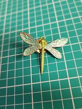 Vtg Painted Dragonfly Dragon Fly Gold Tone Lapel Pin Hat Pin picture