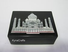 6 x 4 Inches Black Marble Trinket Box Taj Mahala Replica Inlay Work Watch Box picture