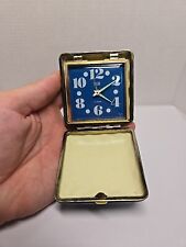 Vintage Elgin Travel Alarm Clock Japan G4705 Blue Case TESTED & WORKING picture