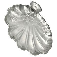 Antique 1910s Aluminum Ware Seafood Serving Tray Scallop Sea Shell w/Sauce Bowl picture