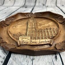 Carved Wood 3D BIG BEN LONDON Plaque Souvenir Wood Plate Souvenir Wall Decor 9” picture