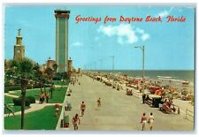 1970 Greetings From Daytona Beach Boardwalk & Beach Tower Florida FL Postcard picture