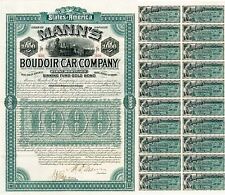 Mann's Boudoir Car Co. - Bond (Uncanceled) - Railroad Bonds picture