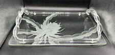 Vintage Dorothy Thorpe Tray Etched Floral Glass Twisted Lucite Hollywood Regency picture