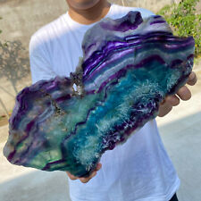 6.4lb Natural beautiful Rainbow feather Fluorite Crystal Rough stone specimens picture