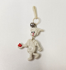 Vintage 1980s Plastic Bell Charm Clown For 80s Necklace picture
