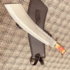 Full Tang HUNTING MACHETE KNIFE w/ SHEATH Fixed Blade Wood Handle 3CR13 -18.5” picture