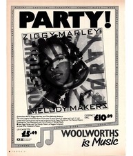 PTP27 MAGAZINE ADVERT 11X9" CONCIOUS PARTY : ZIGGY MARLEY AND THE MELODY MAKERS picture