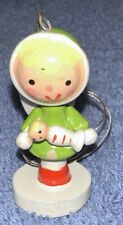 Vtg Wooden Christmas Ornament Girl Angel with Baby Doll picture